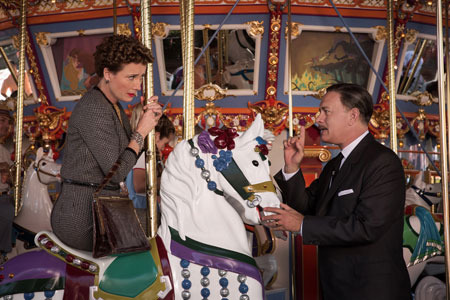 Walt Disney tries to convince Pamela for a carousel ride